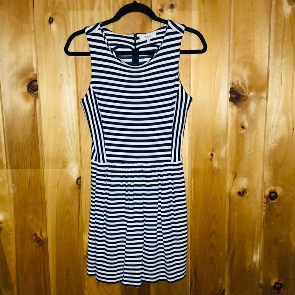 Madewell blue/white striped sleeveless dress sz S